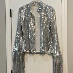 Silver Sequin Fringe Jacket